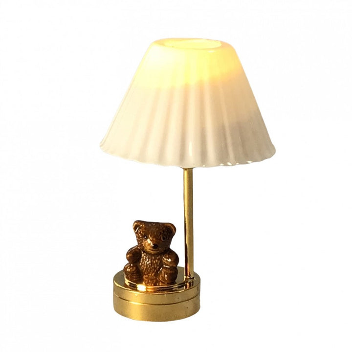 Dollhouse Miniature Battery Light Teddy Bear Table Lamp 1:12 Scale Nursery