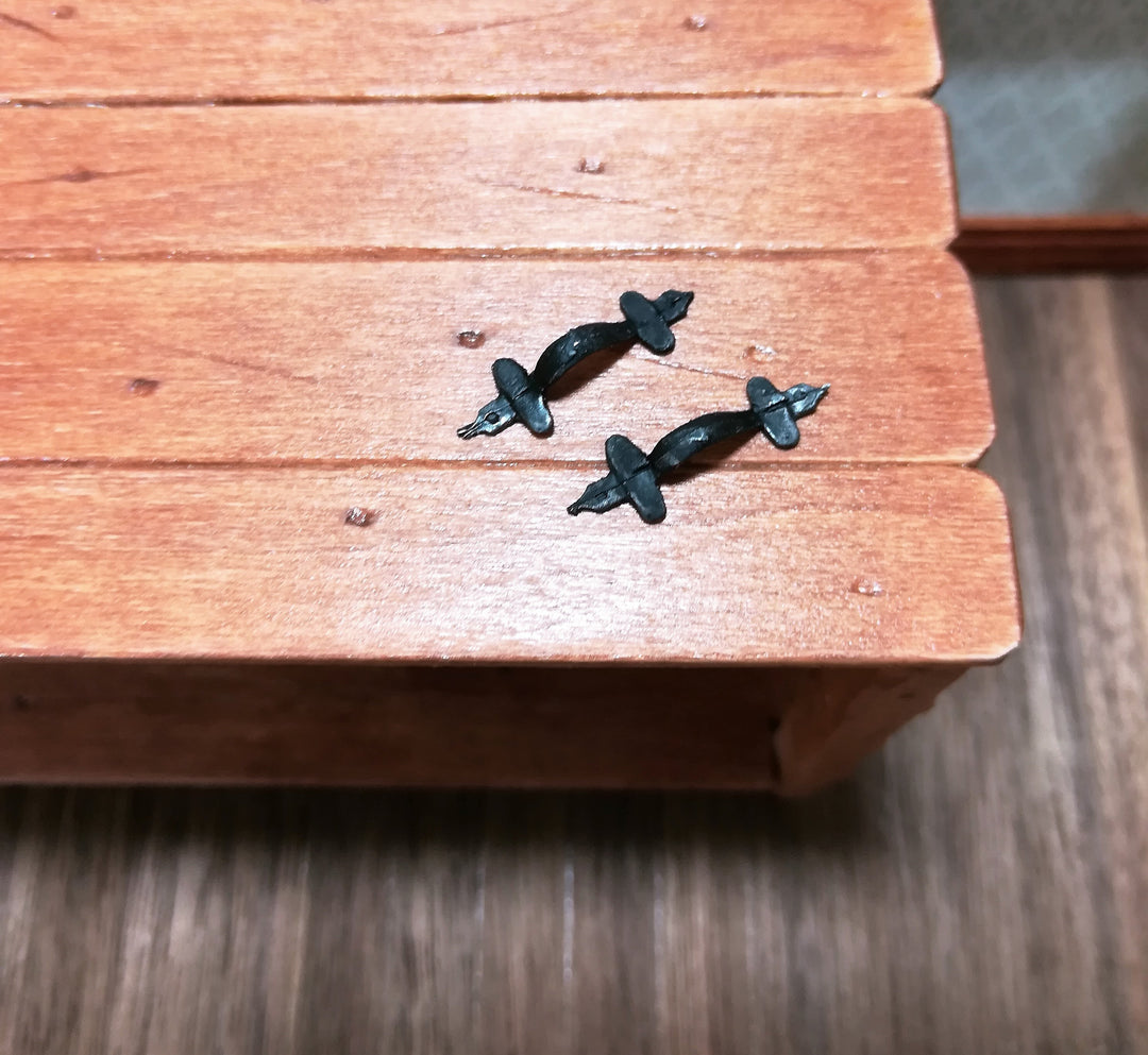 Dollhouse Miniature Door Handles or Drawer Pulls Tudor Style Black Metal 1:12 Scale