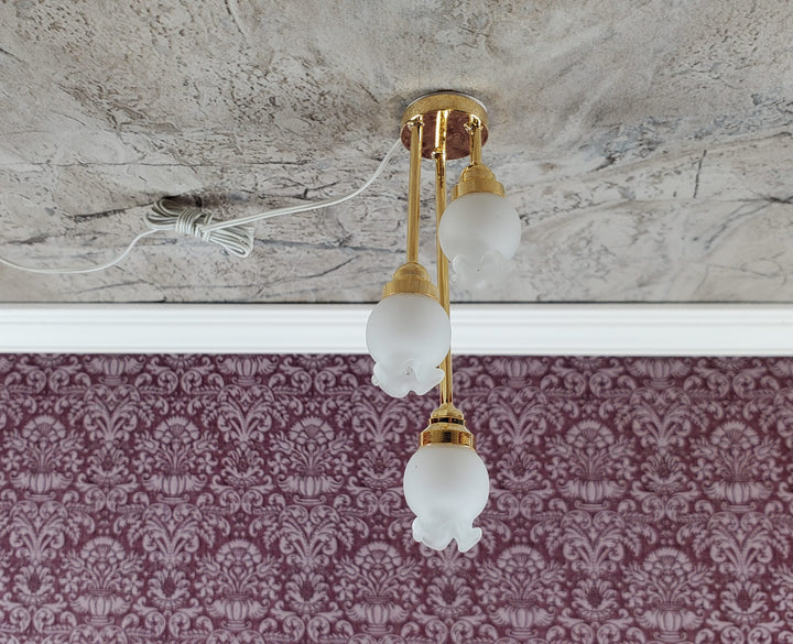 Dollhouse Tall Tulip Ceiling Light Hanging Electric 12 Volt 1:12 Scale Miniature Dollhouse Lights