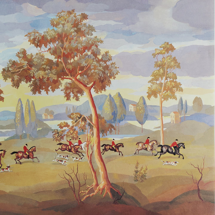 Dollhouse Wallpaper The Hunt Mural MiniGraphics 1:12 Scale Horses & Dogs