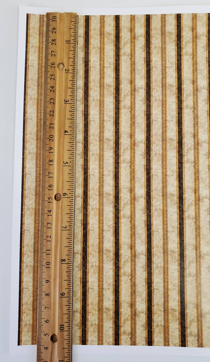 Dollhouse Wallpaper Striped Black Gold Brown 1:12 Scale Itsy Bitsy Miniatures