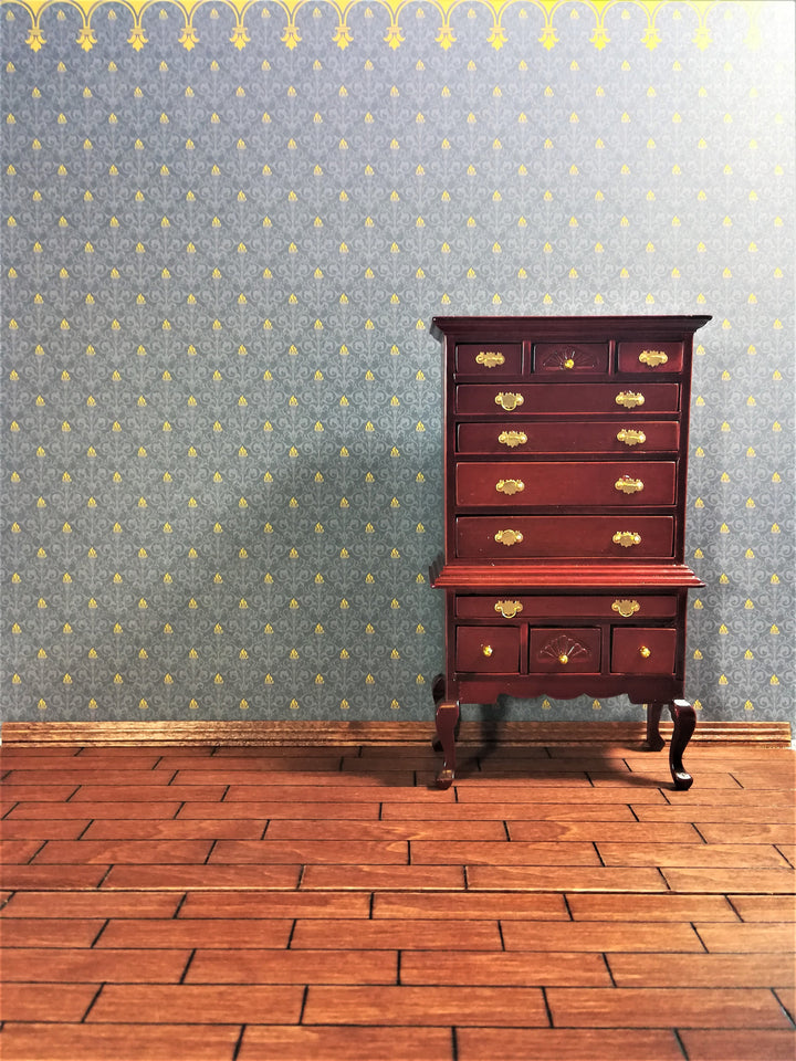 Dollhouse Miniature Wallpaper Brodnax Victorian Blue & Gold "Flambeau" 1:12 Scale