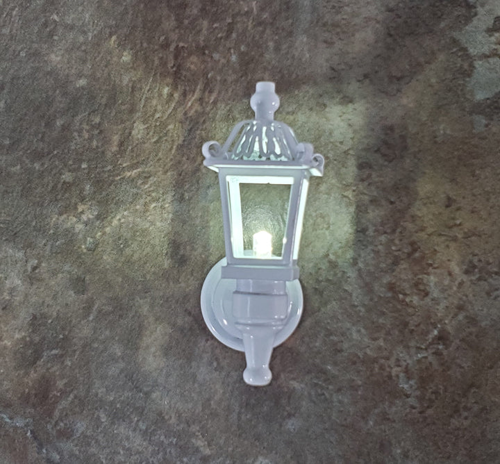 Dollhouse Miniature Battery Light Coach Lamp White Metal Large 2" 1:12 Scale