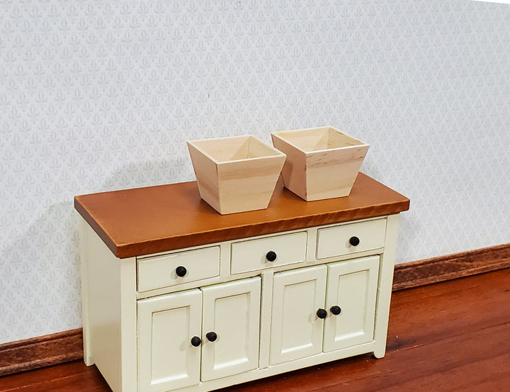 Dollhouse Box Planted Wood Square Set of 2 1:12 Scale by Falcon Miniatures