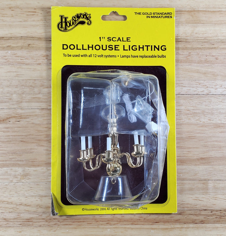 Dollhouse Brass Chandelier 6 Arm 12 Volt Electric 1:12 Scale Miniature by Houseworks