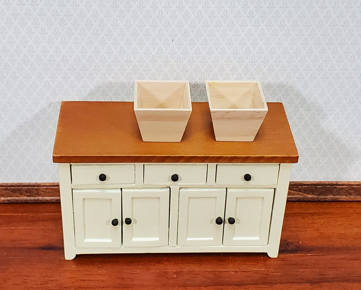 Dollhouse Box Planted Wood Square Set of 2 1:12 Scale by Falcon Miniatures