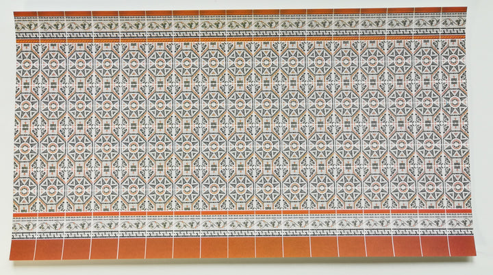 Dollhouse Wall Tiles Orange White Black Green Embossed 1:12 Scale World Model