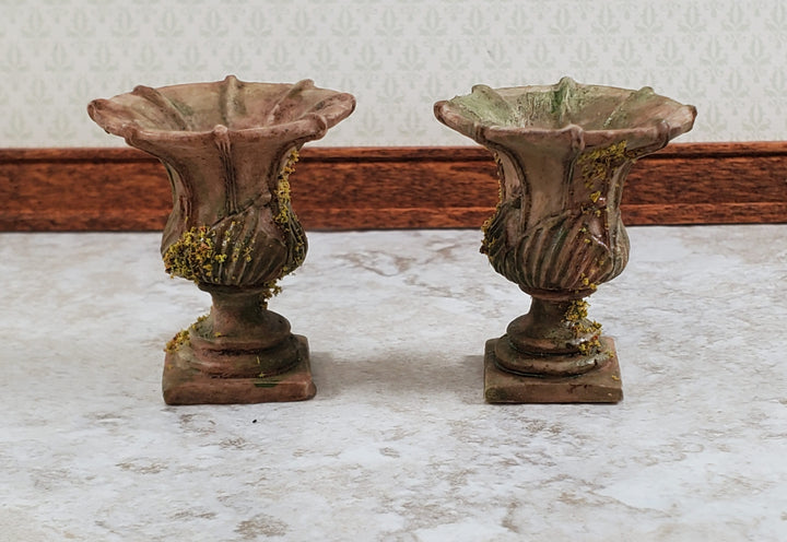 Dollhouse Urn Planter Set of 2 Cast Resin 1:12 Scale Aged Tan A997B by Falcon Miniatures