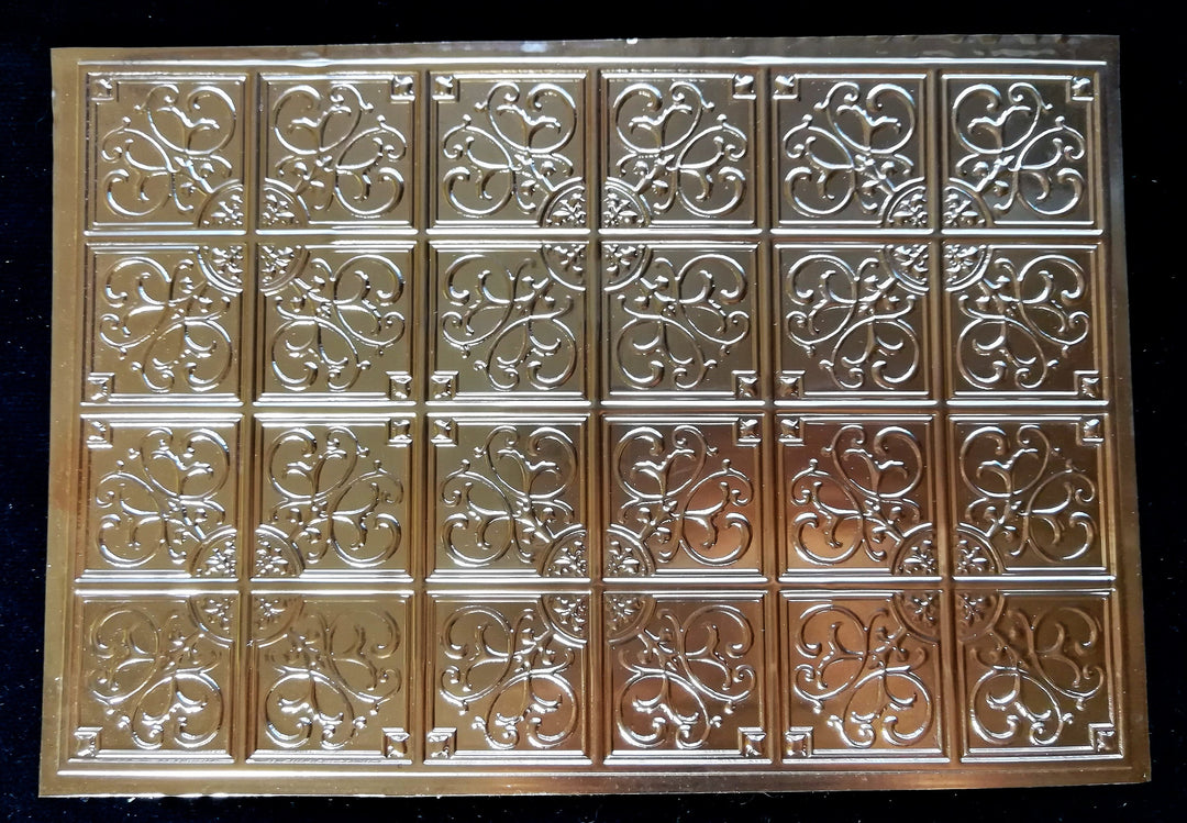 Dollhouse Miniature Tin Ceiling Embossed Real Copper 1:12 Scale 9.5" x 6.25" Art Nouveau