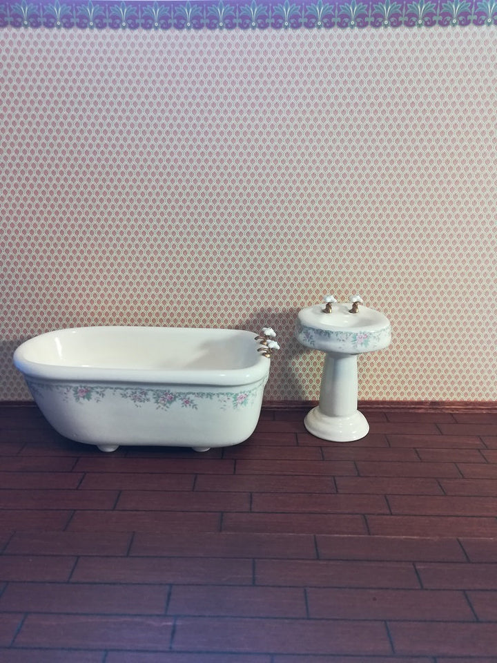 Dollhouse Miniature Wallpaper Brodnax Victorian Green Maroon "Medallion" 1:12