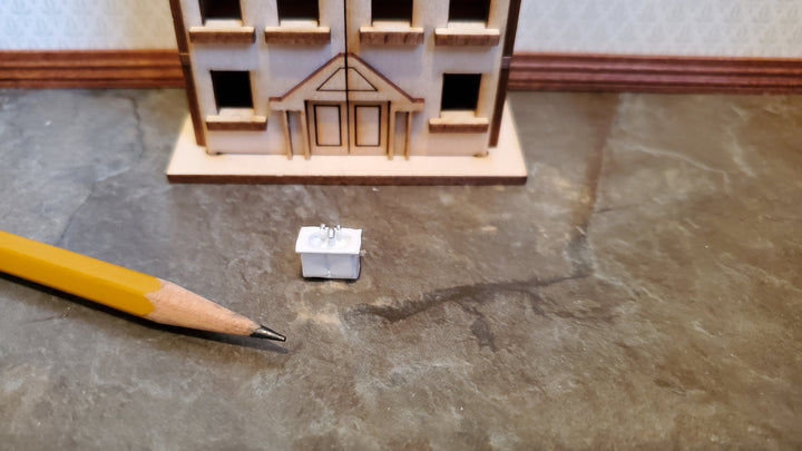 Dollhouse Miniature 1:144 Scale White Metal Kitchen Sink Micro Minis Furniture