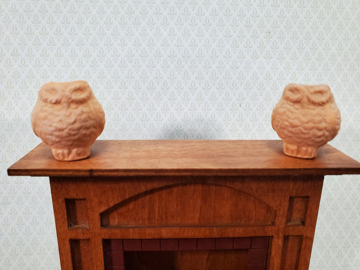 Dollhouse Owl Planters Terra Cotta Pots Set of 2 Unglazed 1:12 Scale Miniatures
