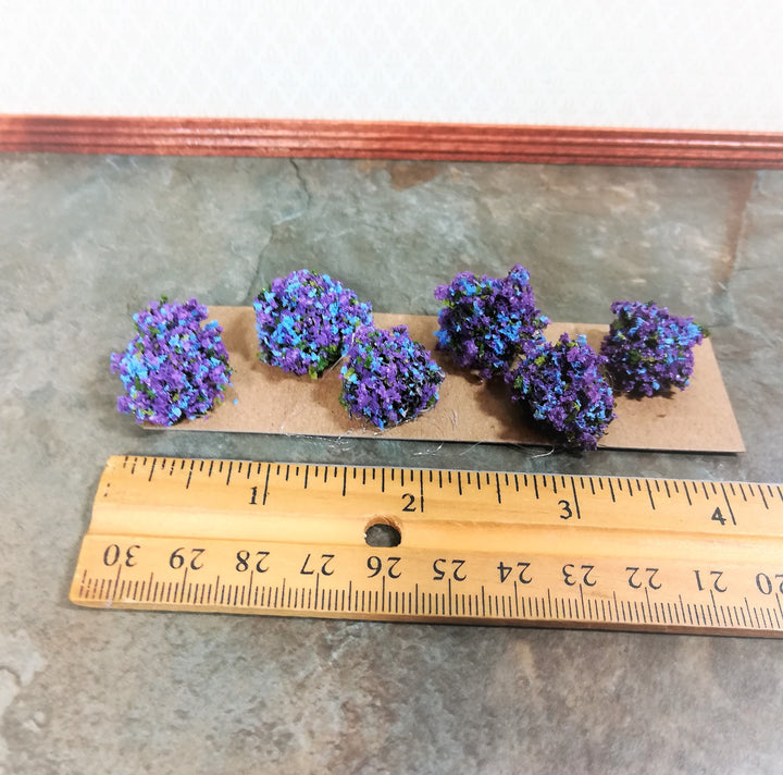 Dollhouse Miniature Flowering Shrub Purple Small Bush Round Border Plant