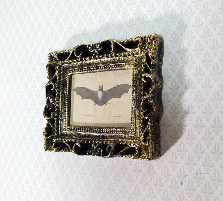 Miniature Vintage Bat Drawing Framed Print 1:12 Scale Halloween Haunted House