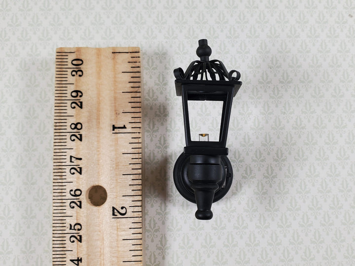 Dollhouse Battery Light Coach Lamp Black Metal Large 2" 1:12 Scale Miniature