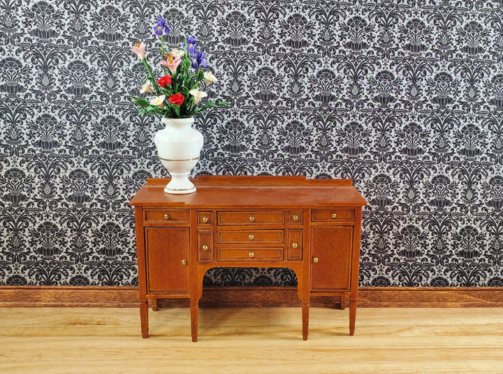 Dollhouse Wallpaper Damask Black on Gray Victorian 1:12 Itsy Bitsy Miniatures