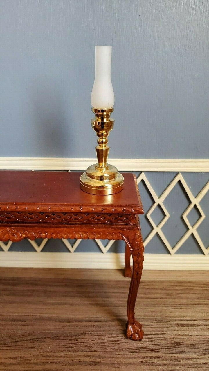 Dollhouse Battery Light Hurricane Lantern Table Lamp Gold 1:12 Scale Miniature