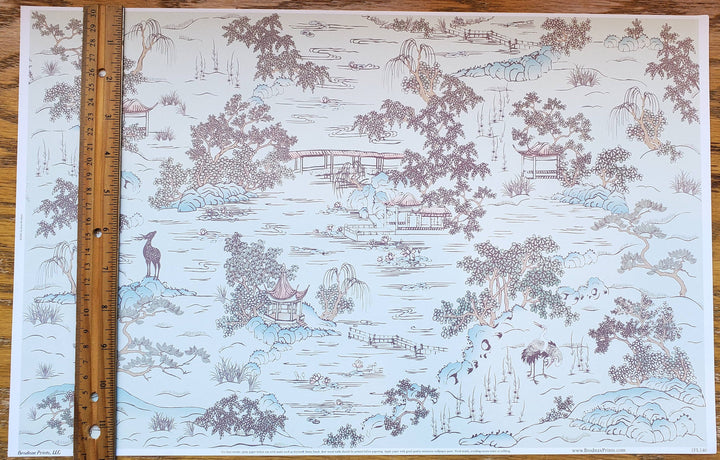Dollhouse Wallpaper Brodnax "Pagoda Mural" 1:12 Scale Miniature Asian Theme