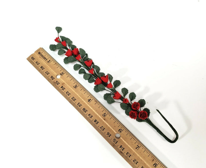 Dollhouse Climbing Red Roses Bendable 7" Clay Miniature Flowers Garden