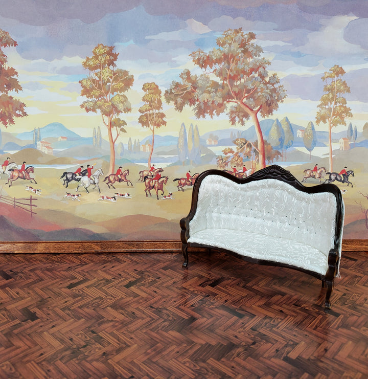 Dollhouse Wallpaper The Hunt Mural MiniGraphics 1:12 Scale Horses & Dogs