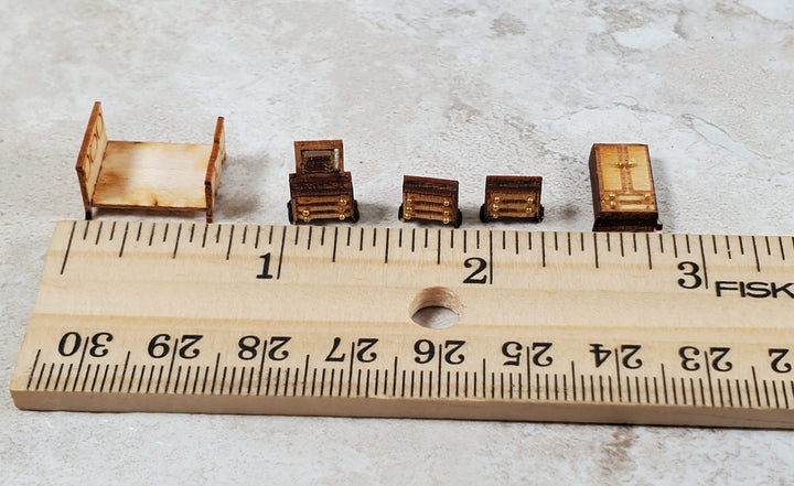 Dollhouse 1:144 Scale Furniture KIT DIY Traditional Bedroom Set Bed Dresser +