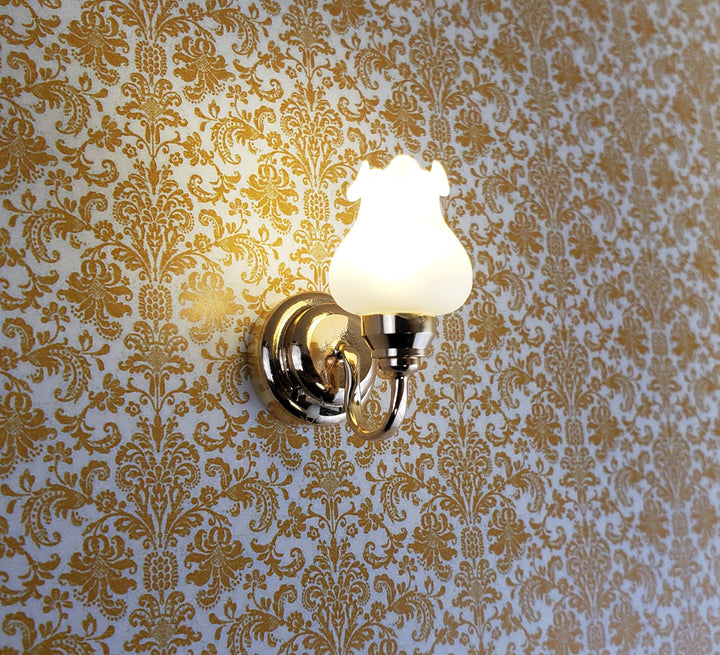 Dollhouse Miniature LED Battery Light Single Tulip Sconce 1:12 Scale