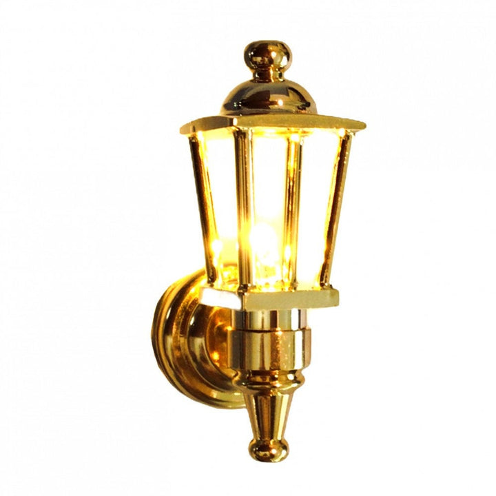 Dollhouse Miniature Battery Light Coach Lamp Gold Metal Large 1 7/8" 1:12 Scale