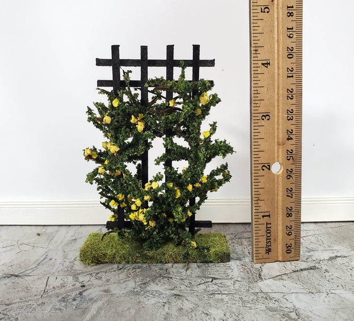 Dollhouse Climbing Roses on Trellis Yellow Flowering Shrub Small Miniatures