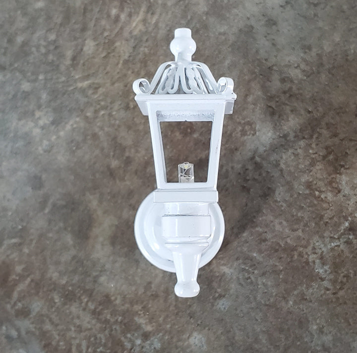 Dollhouse Miniature Battery Light Coach Lamp White Metal Large 2" 1:12 Scale