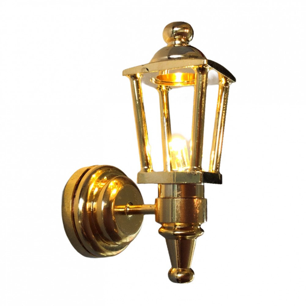 Dollhouse Miniature Battery Light Coach Lamp Gold Metal Large 1 7/8" 1:12 Scale