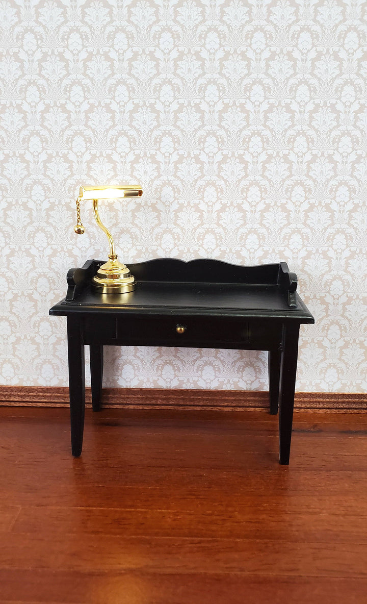 Dollhouse Miniature Battery Light Desk Table Lamp Gold Brass 1:12 Scale