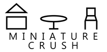 The Miniature Crush Logo of a black House, Table and Chair with the text Miniature Crush below it.