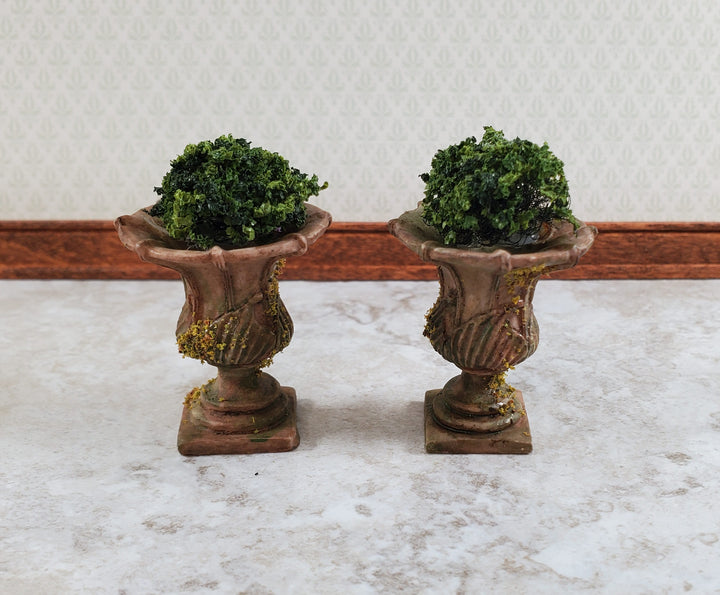 Dollhouse Urn Planter Set of 2 Cast Resin 1:12 Scale Aged Tan A997B by Falcon Miniatures