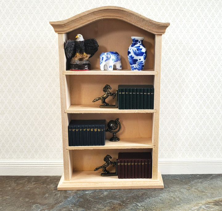 Dollhouse Bookcase Bookshelf Curved Top 1:12 Scale Furniture Unpainted Wooden