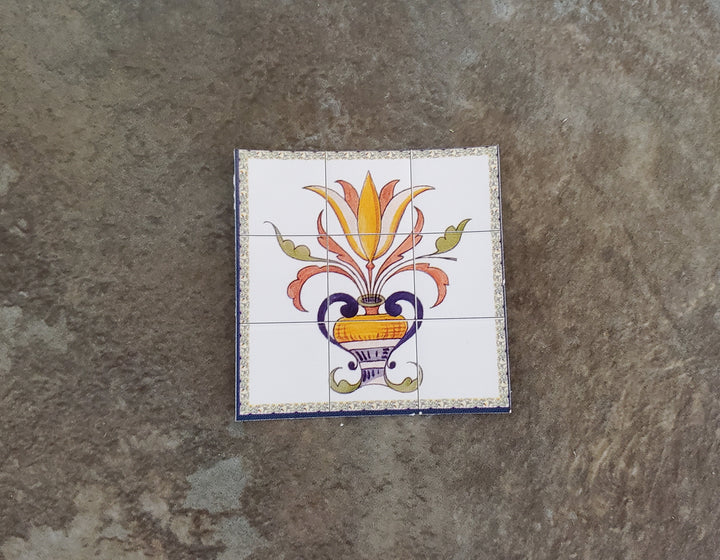 Dollhouse Miniature Wall "Tiles" Embossed Paper Flower in Vase 1:12 Scale by World Model