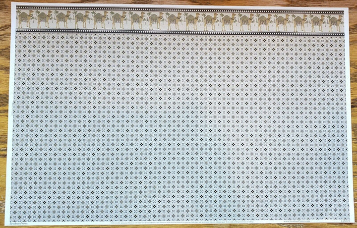 Dollhouse Wallpaper Brodnax "Camel Caravan" Brown Black Tan 1:12 Scale Miniature