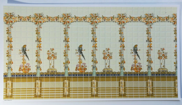 Dollhouse Miniature Yellow Parrot Wall Tiles Embossed 1:12 Scale by World Model