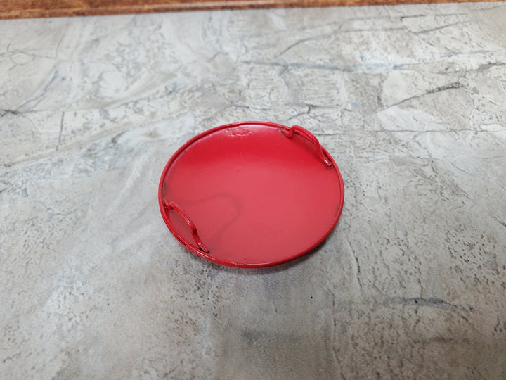 Dollhouse Saucer Sled Red Round Metal 1:12 Scale Miniature Prop Garage