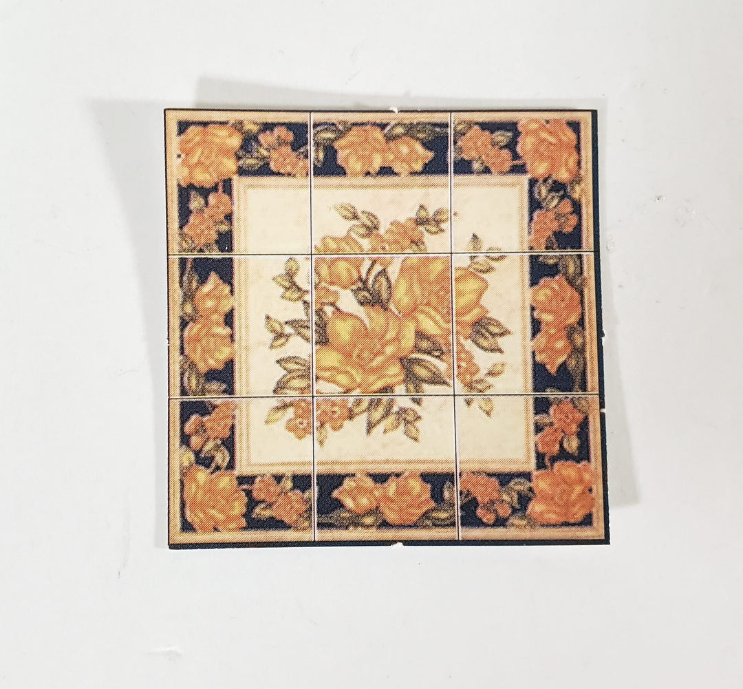 Dollhouse Miniature Wall "Tiles" Embossed Paper Flowers Orange Blue 1:12 Scale by World Model