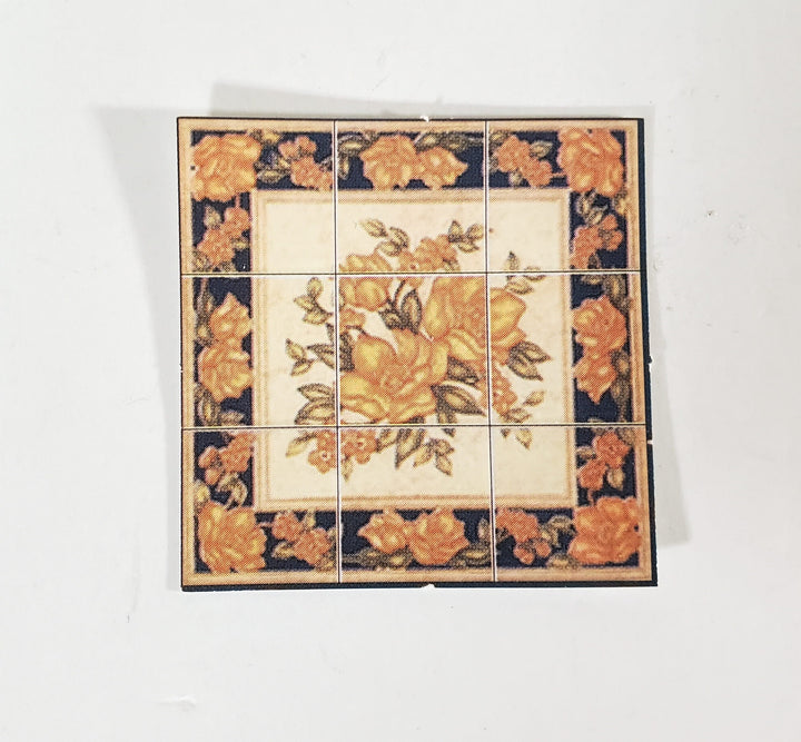 Dollhouse Miniature Wall "Tiles" Embossed Paper Flowers Orange Blue 1:12 Scale by World Model