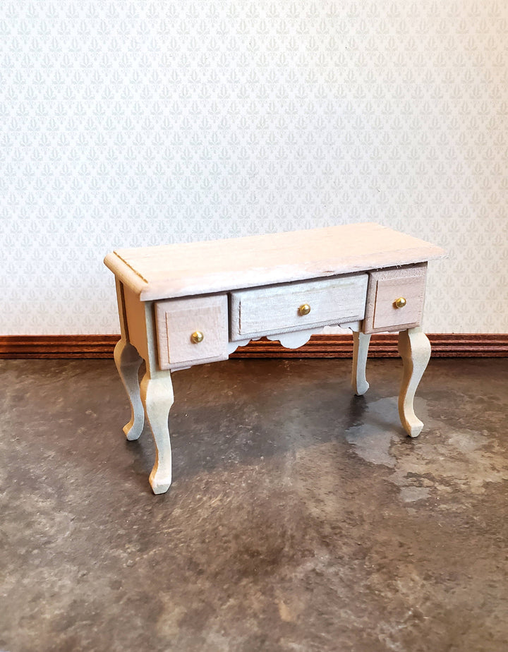 Dollhouse Miniature Writing Desk or Vanity Table Unpainted Wood 1:12 Scale