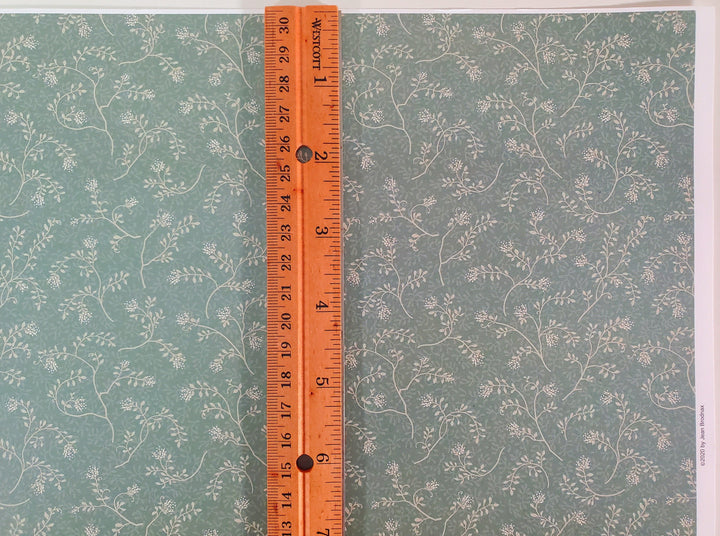 Dollhouse Wallpaper Brodnax Dark Green Vines Leaves "Midnight Garden" 1:12 Scale Miniature