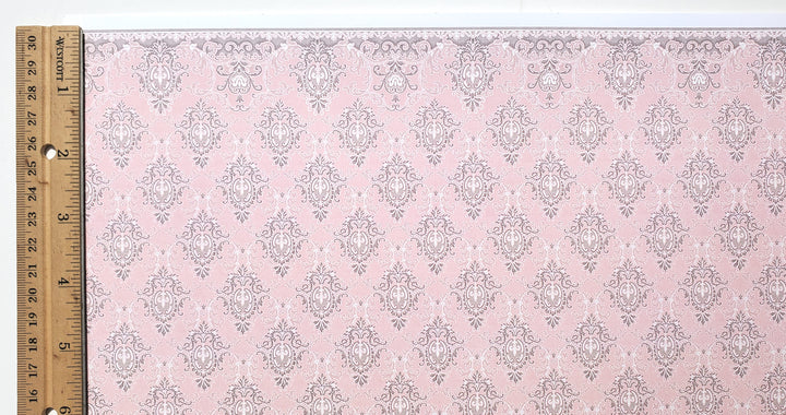Dollhouse Wallpaper Peachy Pink Victorian 1:12 Scale Miniature by Itsy Bitsy