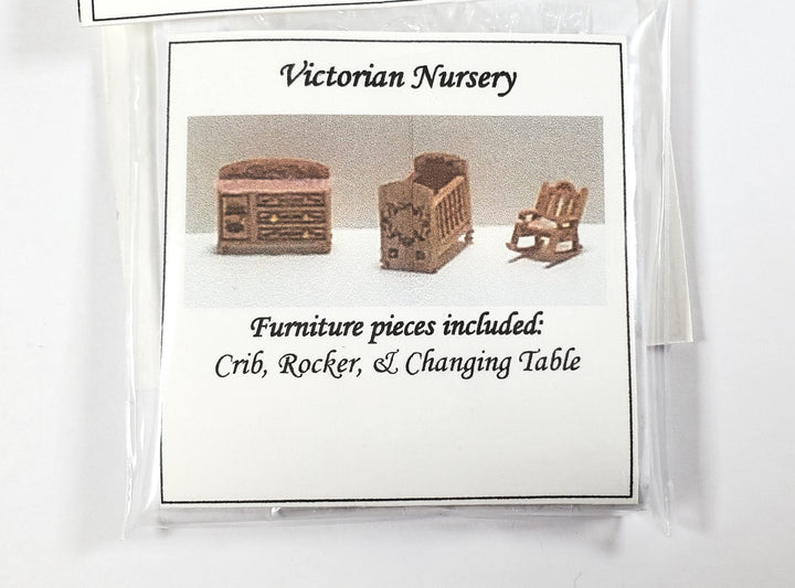 Dollhouse 1:144 Scale Furniture KIT DIY Victorian Nursery Crib Changing Table ++