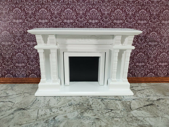 Dollhouse Fireplace with Columns White Finish 1:12 Scale Miniature Furniture