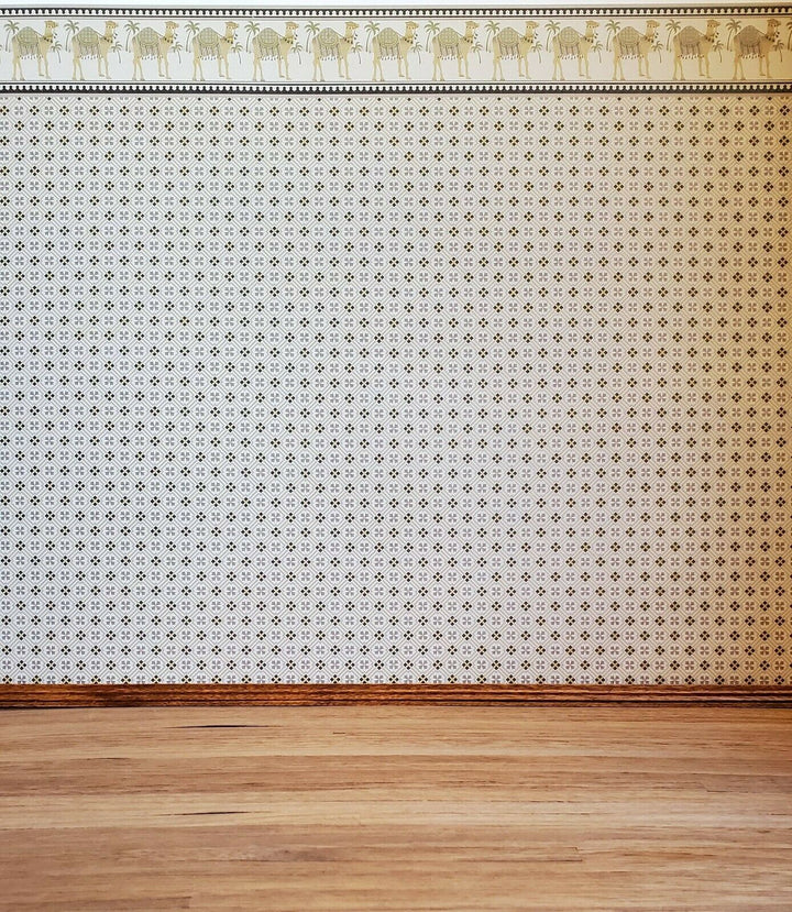 Dollhouse Wallpaper Brodnax "Camel Caravan" Brown Black Tan 1:12 Scale Miniature