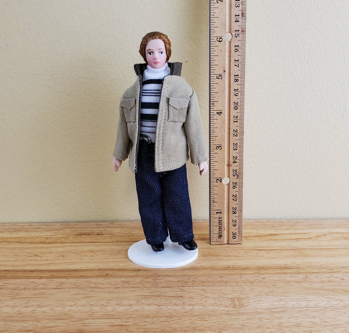 Dollhouse Miniature Man Modern Doll Porcelain Dad Father 1:12 Scale Poseable