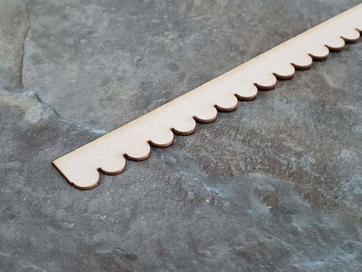 Dollhouse Scalloped Trim Victorian Style 4 Pieces 3/8" x 17" - Thin 1/32" for Overlapping