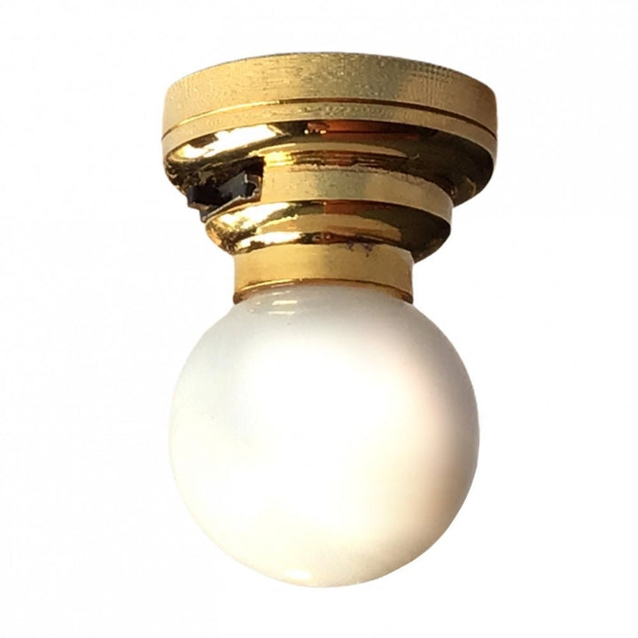 Dollhouse LED Battery Light Hanging Ceiling White Globe Shade 1:12 Scale Miniature