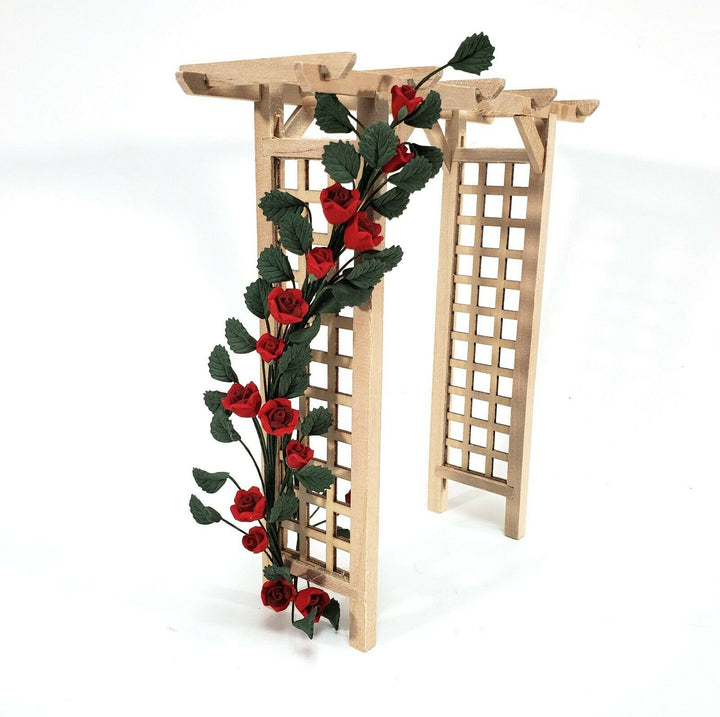 Dollhouse Climbing Red Roses Bendable 7" Clay Miniature Flowers Garden